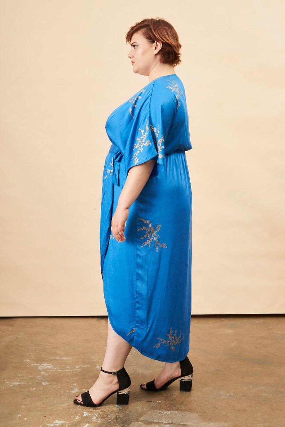 Cherry Blossom Maxi Wrap Dress Sapphire + Gold | Boutique In USA, Dresses, $ 180.00, A Moment Of Now™