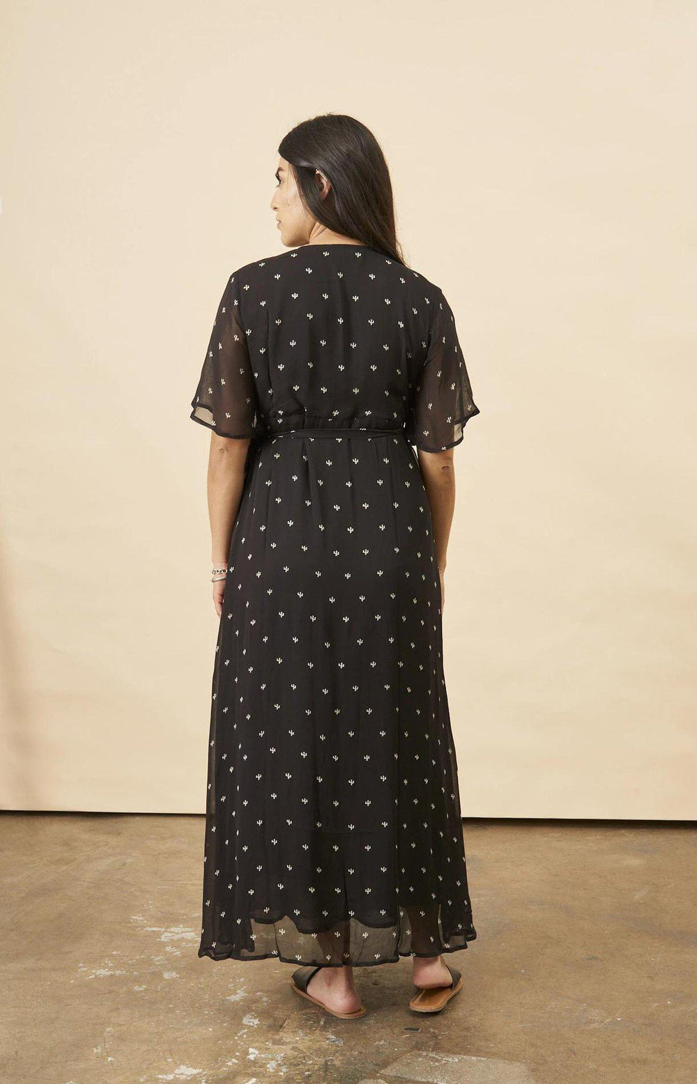 Baby Cacti Butterfly Sleeve Maxi Dress in Black + Cream | Boutique In USA, Dresses, $ 198.00, A Moment Of Now™