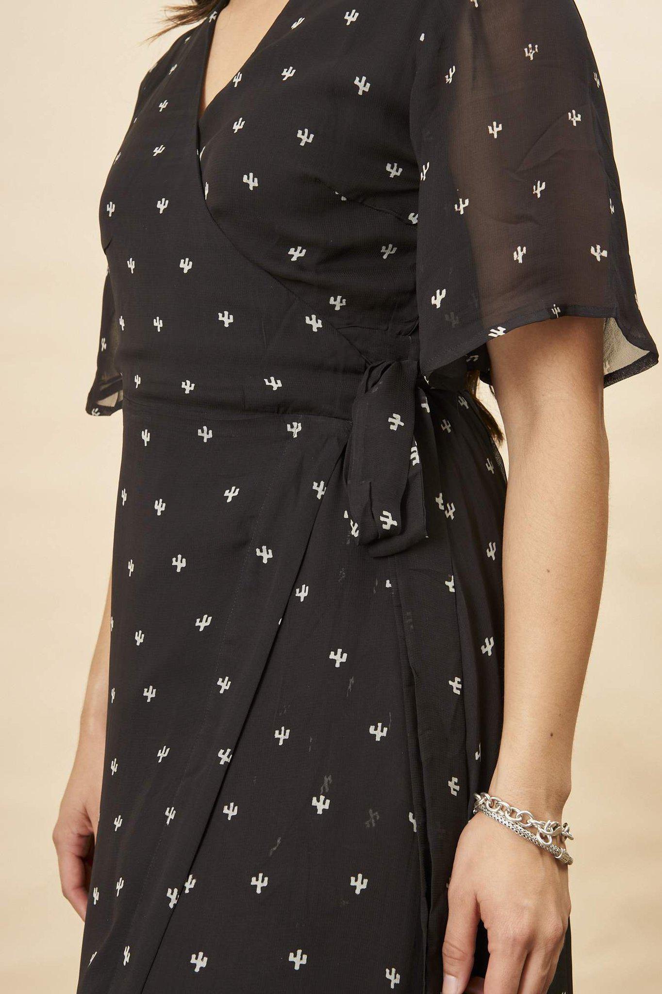 Baby Cacti Butterfly Sleeve Maxi Dress in Black + Cream | Boutique In USA, Dresses, $ 198.00, A Moment Of Now™