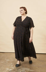 Poppy Flower Butterfly Sleeve Maxi Dress in Black + Copper | Boutique In USA, Dresses, $ 198.00, A Moment Of Now™
