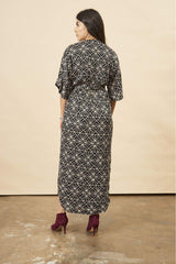 Art Deco Maxi Wrap Dress in Black + Cream | Boutique In USA, Dresses, $ 180.00, A Moment Of Now™