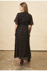 Poppy Flower Butterfly Sleeve Maxi Dress in Black + Copper | Boutique In USA, Dresses, $ 198.00, A Moment Of Now™