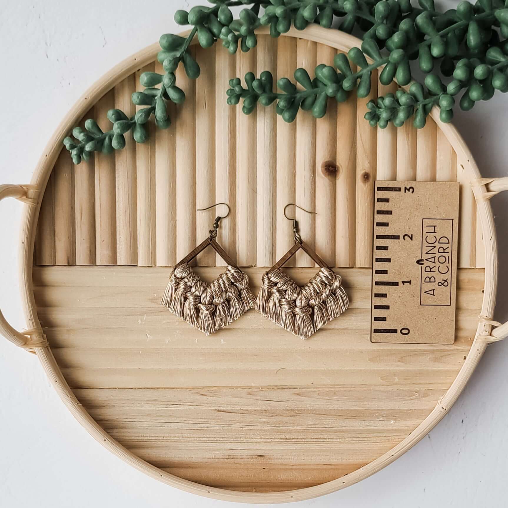 Macrame Fringe Earrings - Diamond Metallics