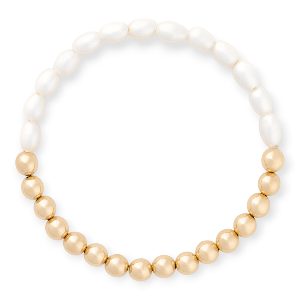 Half Pearl Half Juno Bracelet 6mm | 14K Gold Filled & Pearl, Bracelets, $ 72.00, A Moment Of Now™