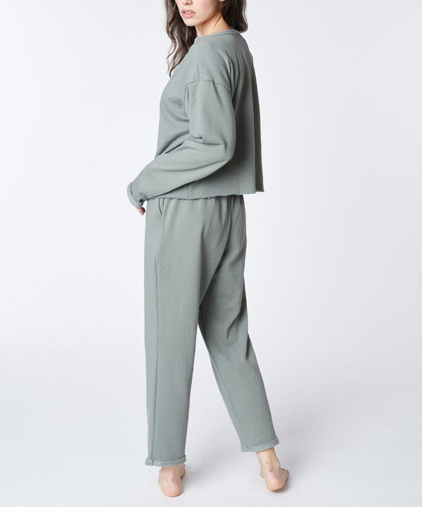 Shop Recycled Cotton Loungewear Set in Taupe / Olive For Women , Loungewear, USA Boutique