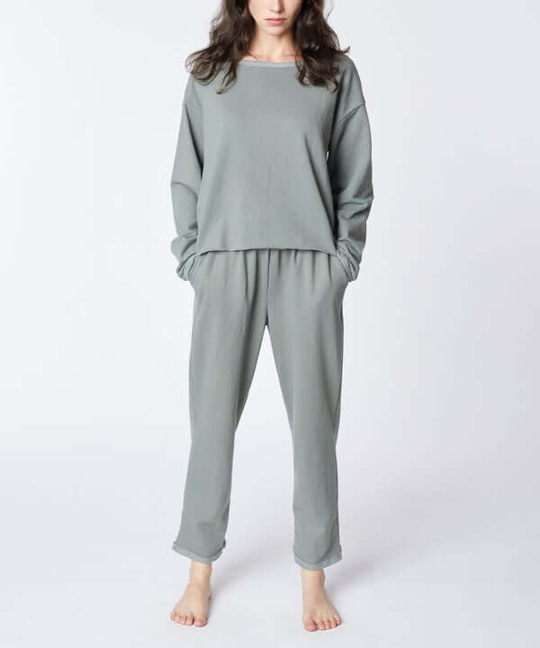 Recycled Cotton Loungewear Set in Taupe / Olive, Fabina, $ 174.95