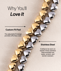 Heart Charm Tennis Bracelet, Bracelets, $ 68.00, A Moment Of Now™