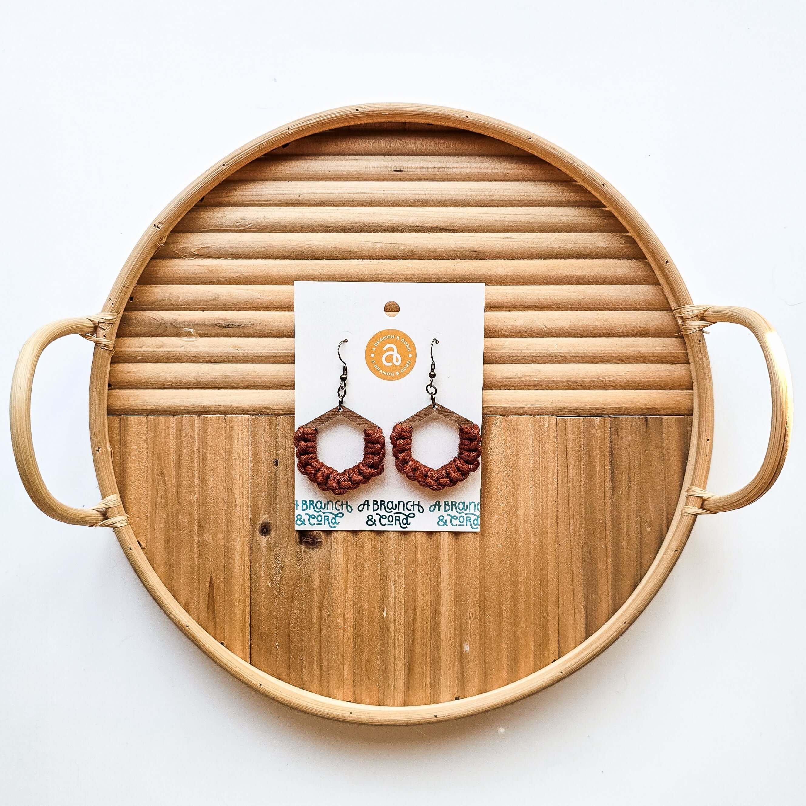 Macrame Knotted Earrings - Honeycomb