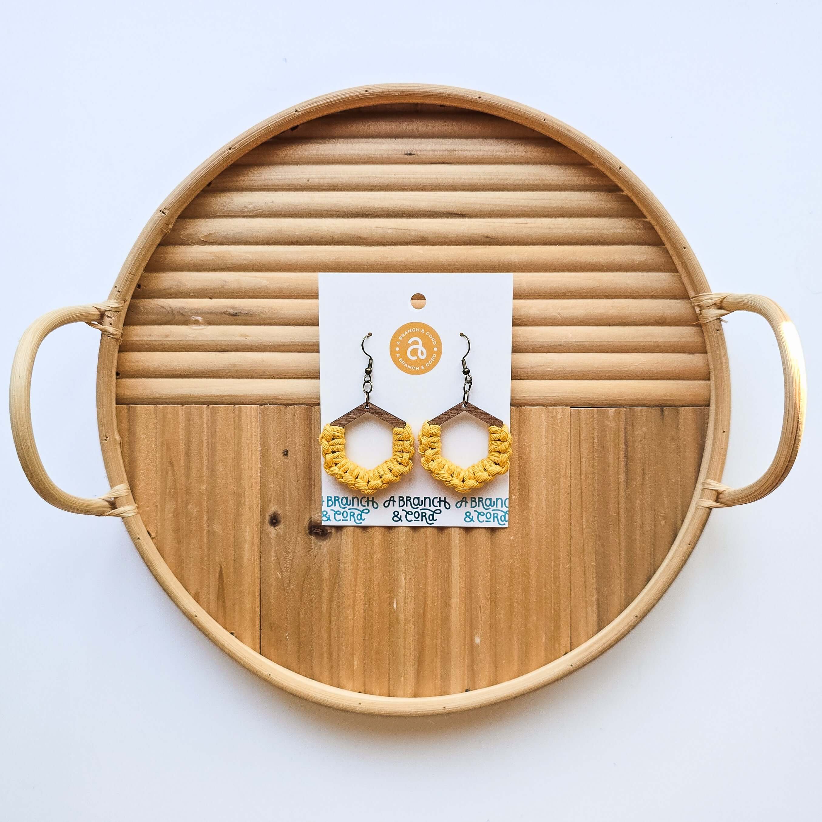 Macrame Knotted Earrings - Honeycomb