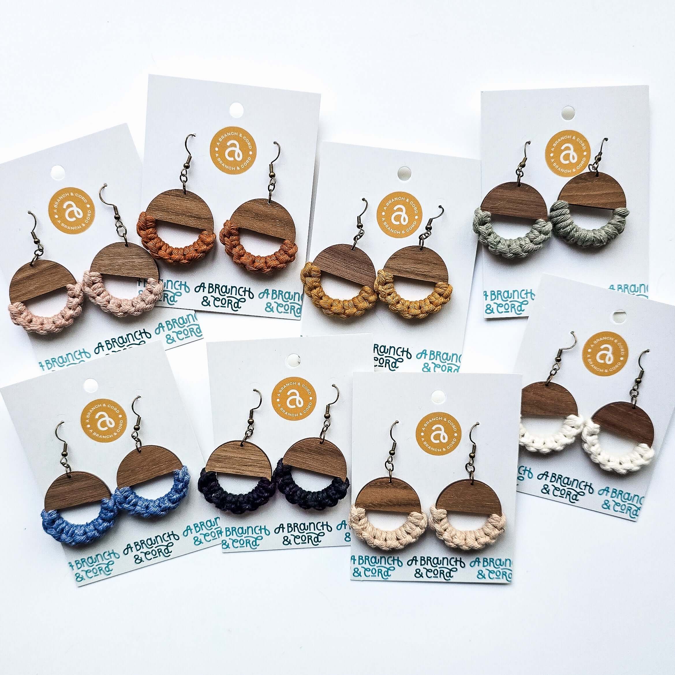 Macrame Knotted Earrings - Circle