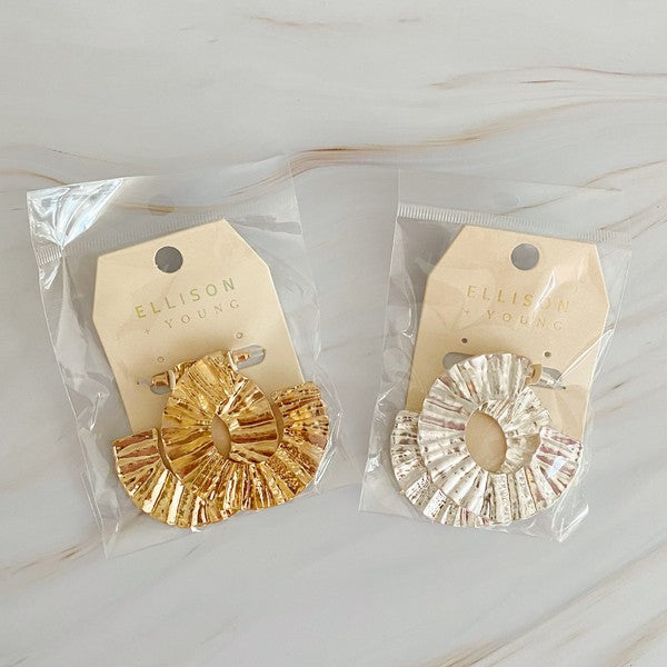 Shop Crinkled Art Hoop Earrings in Gold / Silver | Boutique Fashion Jewelry, Earrings, USA Boutique