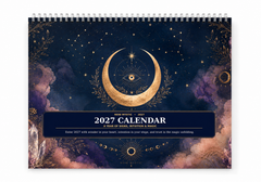 2027 Mystical Wall Calendar, Zodiac Astrology Calendar with Monthly Affirmations, Celestial Moon Art, Spiritual Gift