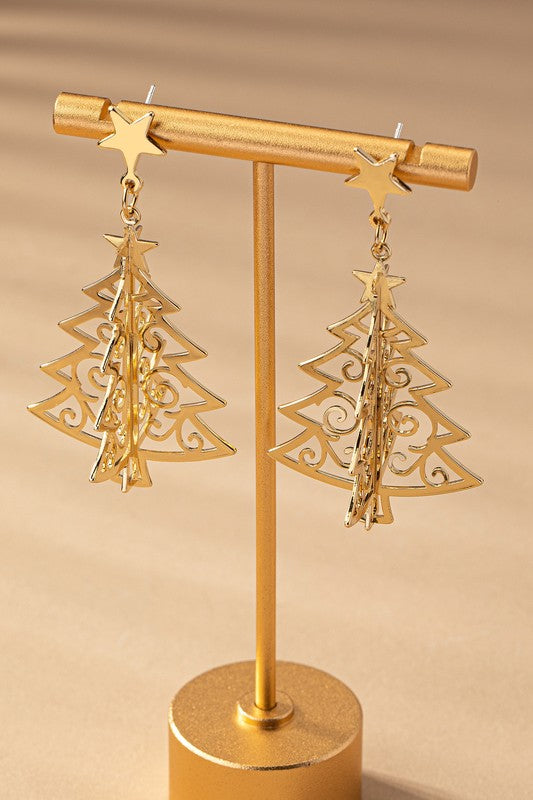 Shop Twinkle Christmas Tree Gold Plated Drop Earrings For Women, Earrings, USA Boutique