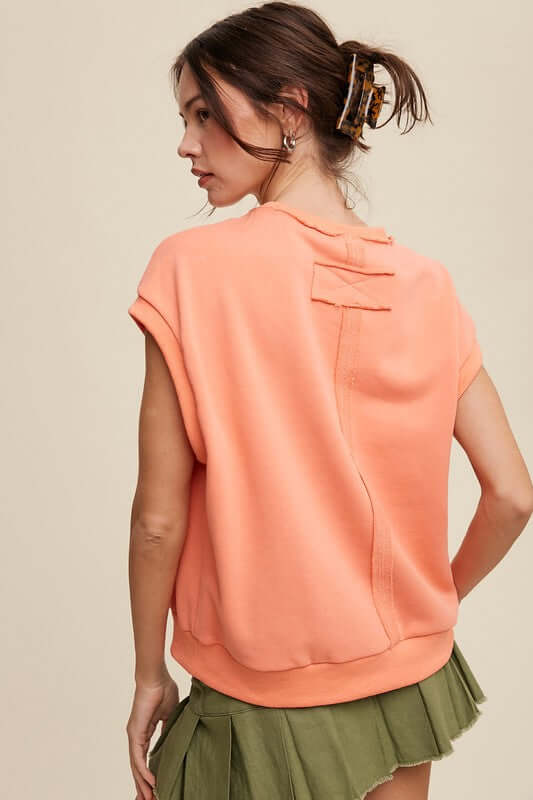 Women's Short Sleeve Boxy Crew Neck Sweat Top | USA Boutique Online, Listicle, $ 59.00