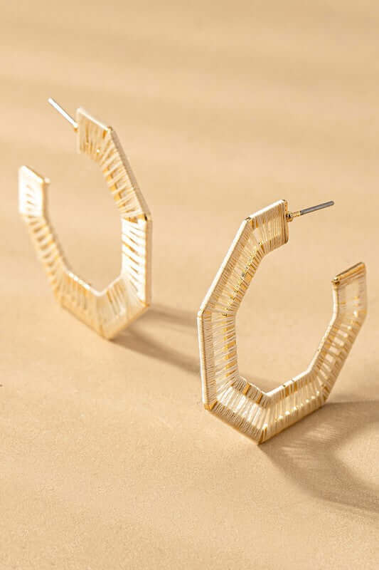Thread Wrapped Hexagon Hoops Earrings | Boutique Jewelry, Earrings, $ 13.95, A Moment Of Now™
