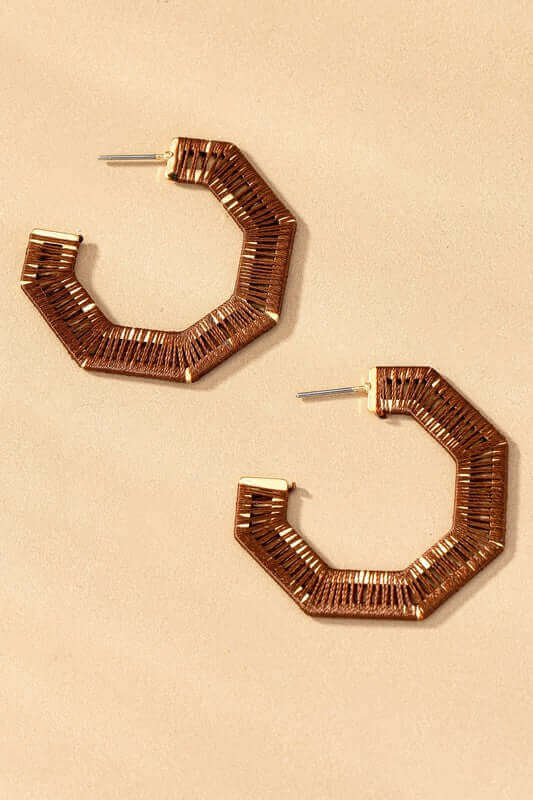 Thread Wrapped Hexagon Hoops Earrings | Boutique Jewelry, Earrings, $ 13.95, A Moment Of Now™