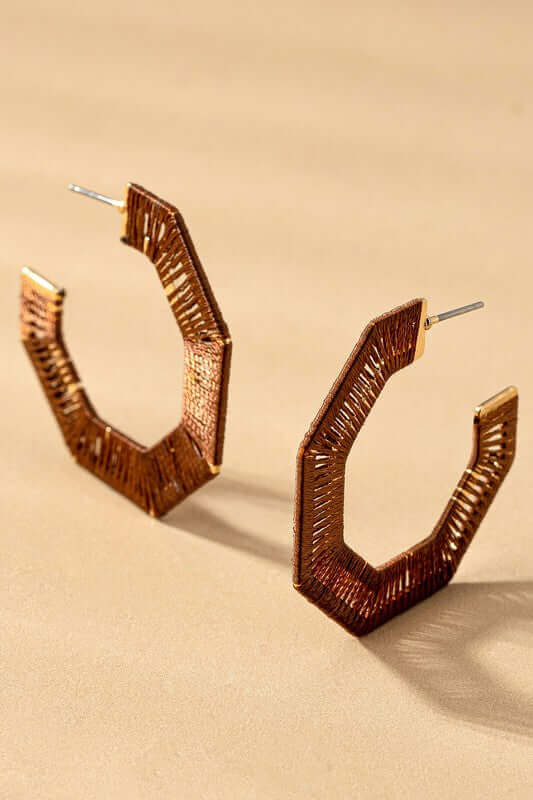 Thread Wrapped Hexagon Hoops Earrings | Boutique Jewelry, Earrings, $ 13.95, A Moment Of Now™