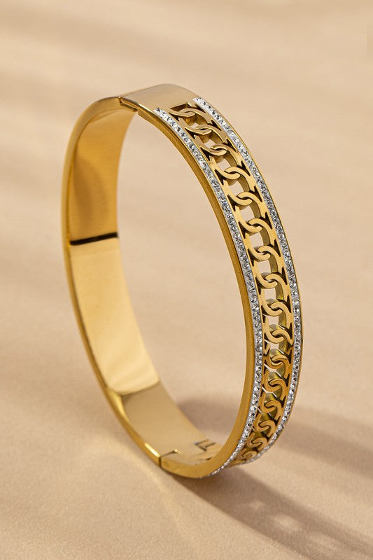 Shop Modern Chain Pattern Gold Plated Bangle | Boutique Fashion Jewelry, Bangles, USA Boutique