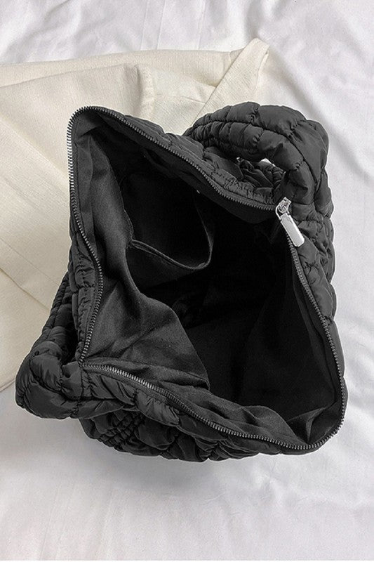 Black Puff Quilted Crossbody Shoulder Bag