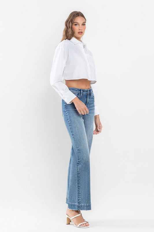 Permissible High Rise Wide Leg Jeans with Trouser Hem Detail