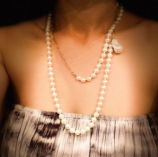 Shop In Your Way Pearl And Chain Long Necklace, Necklace, USA Boutique