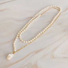 Shop In Your Way Pearl And Chain Long Necklace, Necklace, USA Boutique