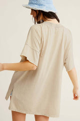 Mineral Washed Oversized Short Sleeve Top, La Miel, A Moment Of Now