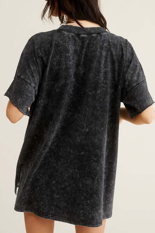 Mineral Washed Oversized Short Sleeve Top, La Miel, A Moment Of Now