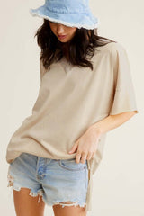 Mineral Washed Oversized Short Sleeve Top, La Miel, A Moment Of Now