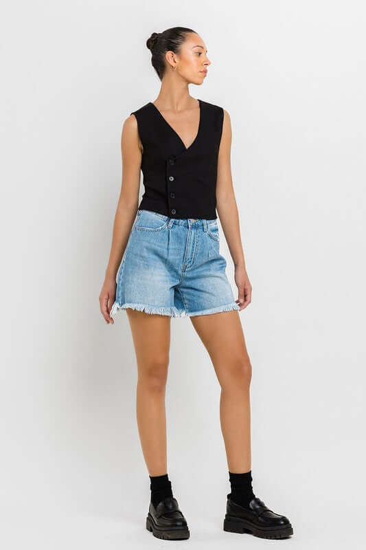 Super High Rise Pleats Shorts, VERVET by Flying Monkey, $ 55.00