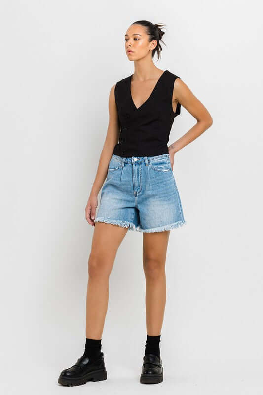 Super High Rise Pleats Shorts, VERVET by Flying Monkey, $ 55.00