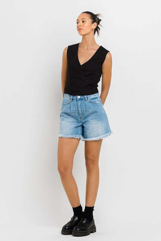 Super High Rise Pleats Shorts, VERVET by Flying Monkey, $ 55.00