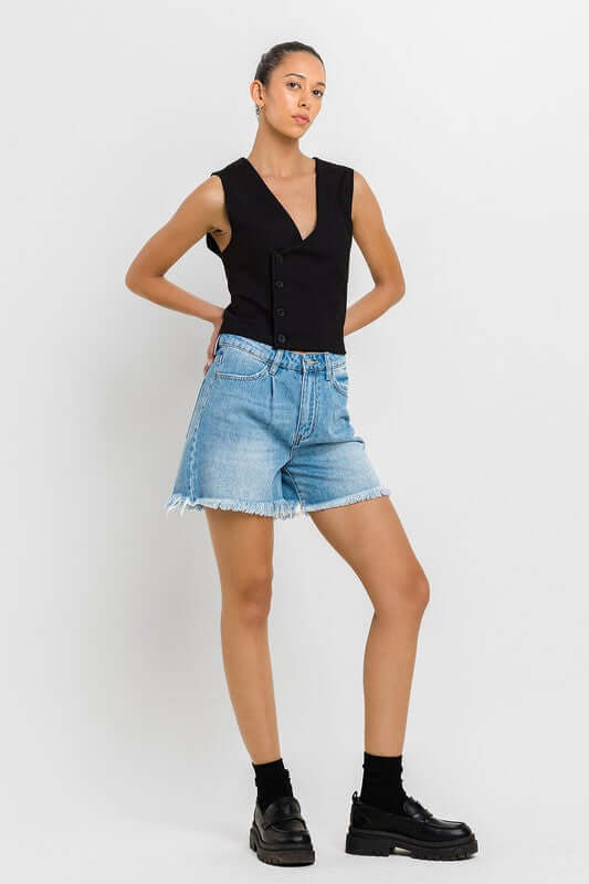 Super High Rise Pleats Shorts, VERVET by Flying Monkey, $ 55.00