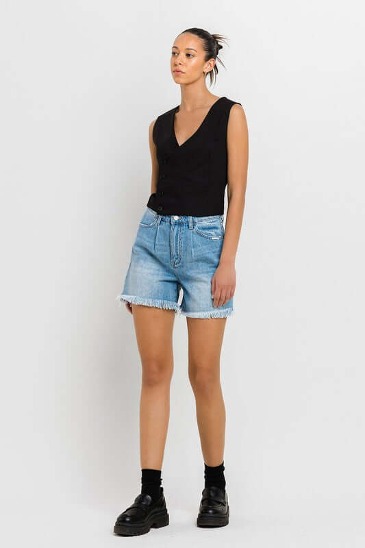 Super High Rise Pleats Shorts, VERVET by Flying Monkey, $ 55.00