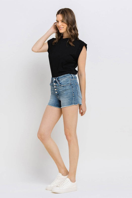 Shop Masterful Super High Rise Button Up Stretch Shorts | Women's Boutique , Shorts, USA Boutique