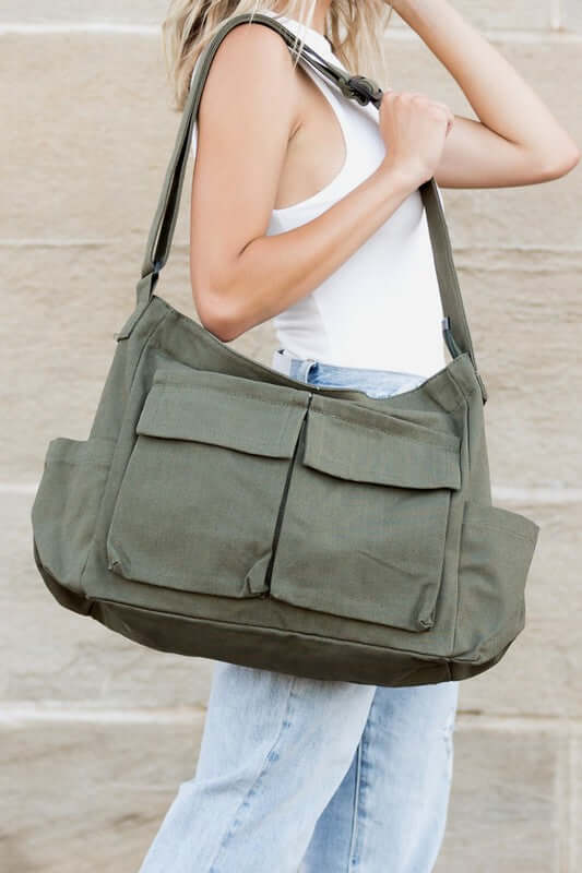 Nova Women's Oversize Canvas Messenger Bag | USA Boutique Online, Aili's Corner, $ 62.95