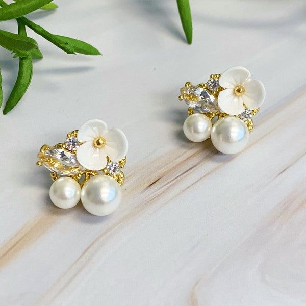 Shop Mini Flower Jeweled Stud Earrings, Earrings, USA Boutique