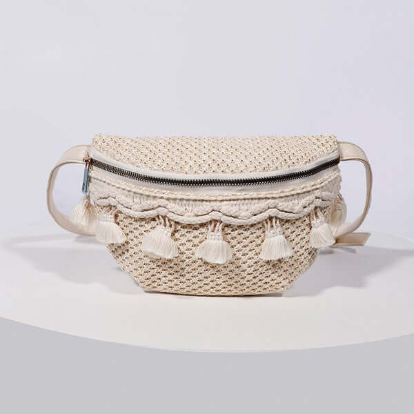 Esme Straw Crochet Tassel Sling Bag
