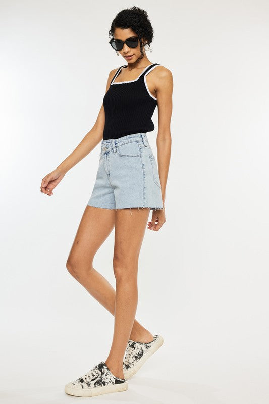 Light Stone Blue High Rise Crossover WB Shorts