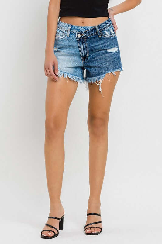 Wood Street Super High Rise Two Tone Denim Shorts