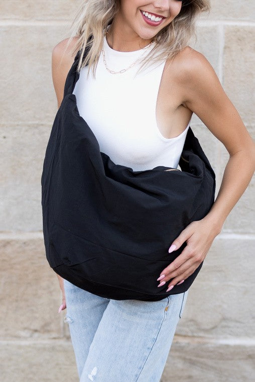 Piper Oversized Nylon Carryall Messenger Crossbody Shoulder Bag