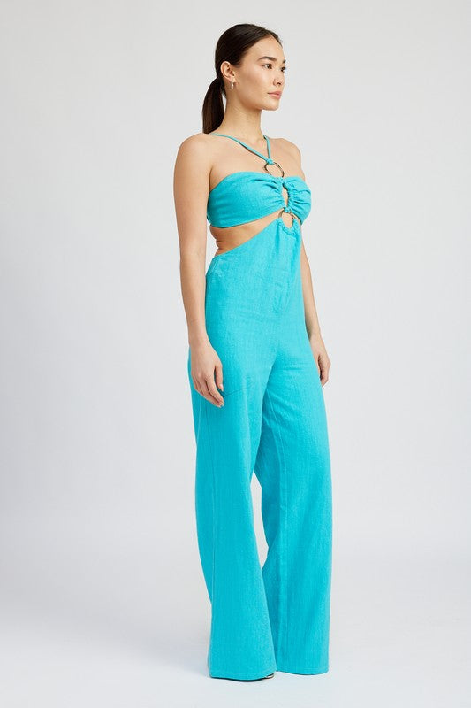 Shop Women's Turquoise Blue Double O Ring Cut Out Jumpsuit | USA Boutique, Jumpsuits, USA Boutique