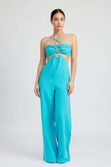 Shop Women's Turquoise Blue Double O Ring Cut Out Jumpsuit | USA Boutique, Jumpsuits, USA Boutique