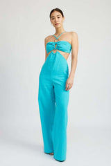 Shop Women's Turquoise Blue Double O Ring Cut Out Jumpsuit | USA Boutique, Jumpsuits, USA Boutique