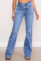 Medium Stone Wash Square Pocket Bootcut Jeans, Vibrant M.i.U, $ 75.95