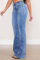 Shop Women's Medium Stone Wash Square Pocket Bootcut Jeans, Jeans, USA Boutique