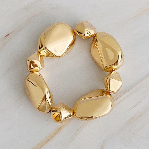 Shop Gold Plated Pebble Stretch Bracelet Fashion Jewelry , Bracelets, USA Boutique