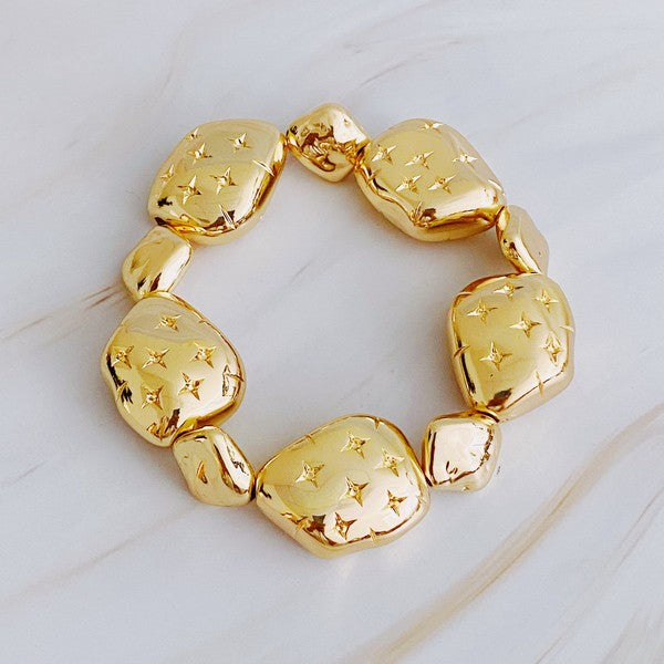 Shop Starlight Gold Plated Pebble Stretch Bracelet Fashion Jewelry, Bracelets, USA Boutique