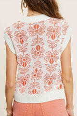 Shop Flower Pattern Sleeveless Sweater Top | USA Boutique Clothing Online, Tops, USA Boutique
