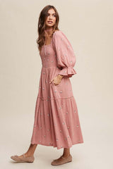 Ditzy Floral Embroidery Puff Sleeve Maxi Dress, Listicle, $ 75.00